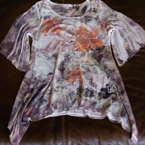Beautiful cascade asymmetrical bling top - L